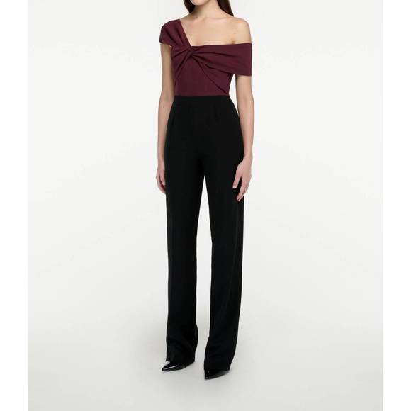 NEW ROLAND MOURET assymetric stretch cady top in maroon - Picture 2 of 3